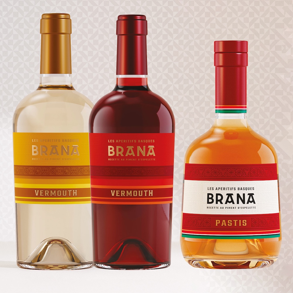 bouteilles de vermouth et pastis de la Maison Brana